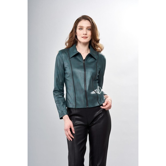 Women's Faux Leather Jacket Size 8 Insight New York Cedar Zip Up Jacket NWT - Picture 1 of 2